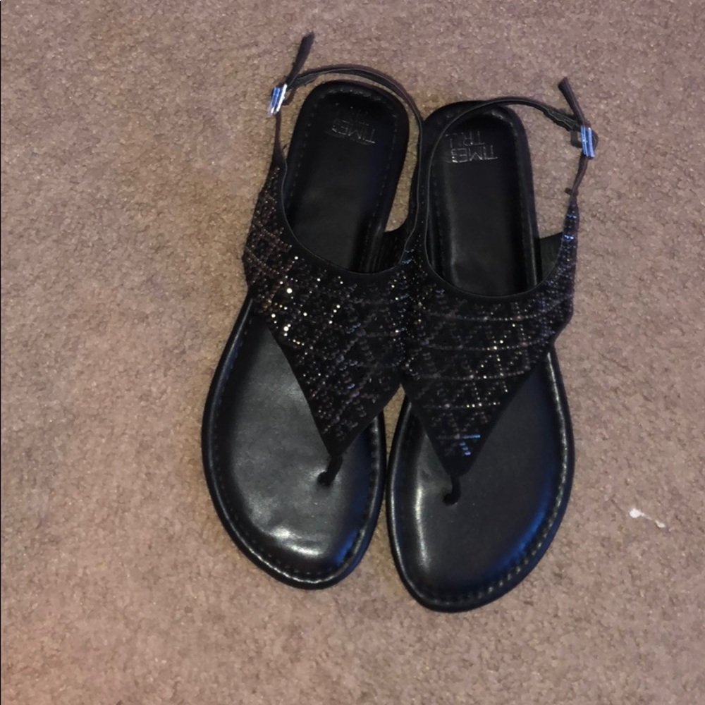 Black sequin sandals